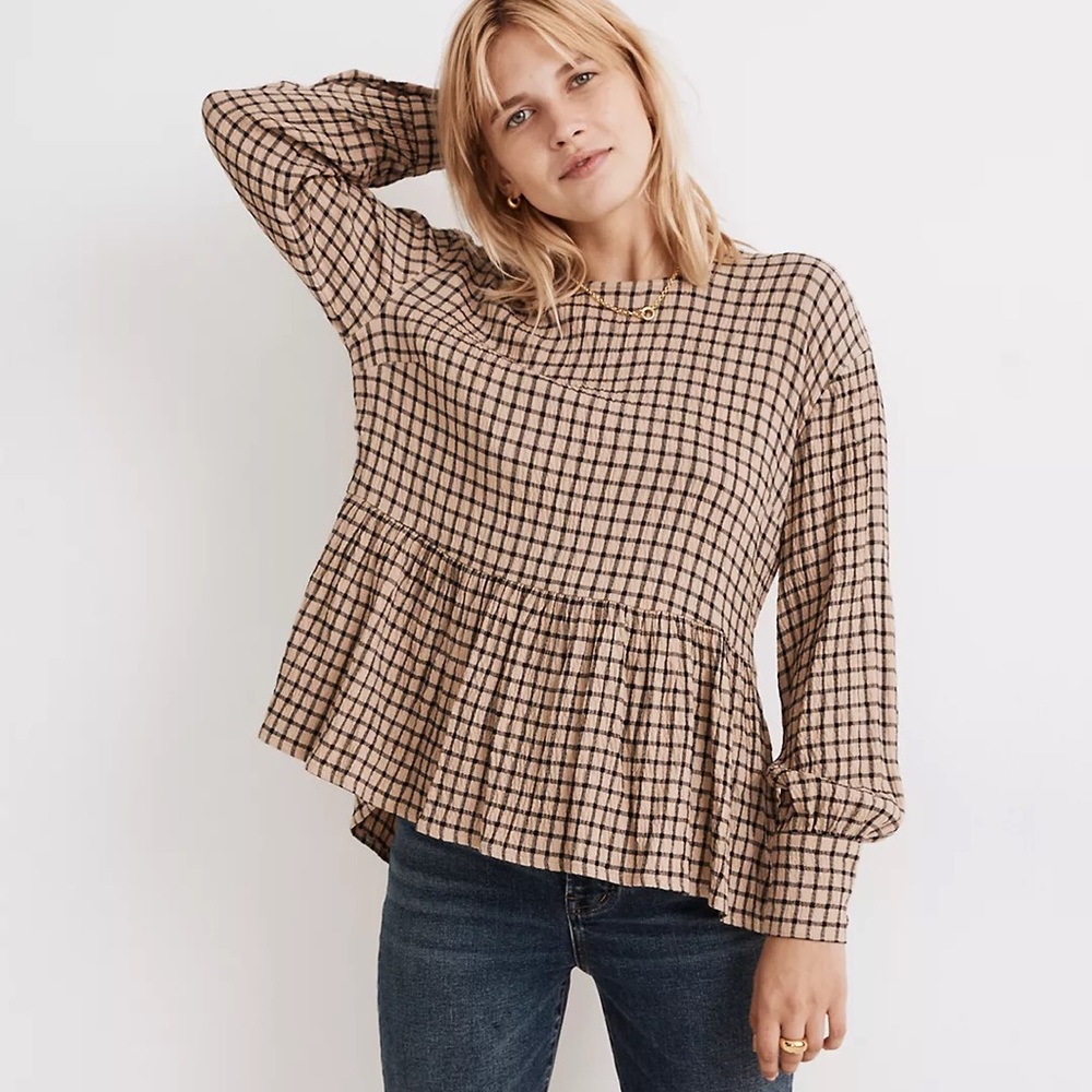Madewell Button-Back Peplum Top